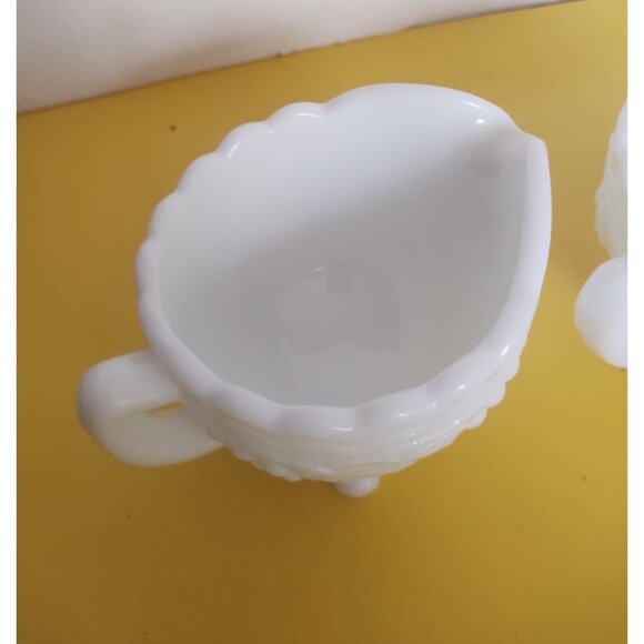 Imperial Glass "Grape Vine" milk glass creamer and open sugar set. - Picture 7 of 9